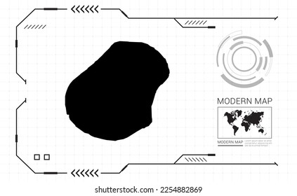 Nauru map of black digital frame HUD, GUI, UI interface technology radar vector.
