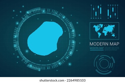 Nauru map of blue digital frame Futuristic Sci Fi Modern User vector HUD, GUI, UI interface.