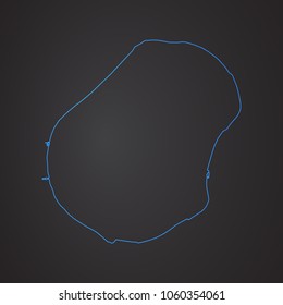 Nauru map: blue glitter outline with sparkling stars on dark background. Detailed map of Nauru. Vector illustration.
