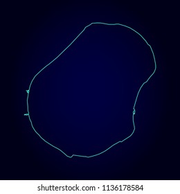 Nauru map: blue glitter outline with sparkling stars on dark background. Detailed map of Nauru. Vector illustration.