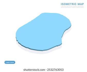 Mapa de Nauru azul sobre fundo branco com vetor isométrico.