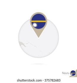 Nauru map and flag in circle. Map of Nauru, Nauru flag pin. Map of Nauru in the style of the globe. Vector Illustration.