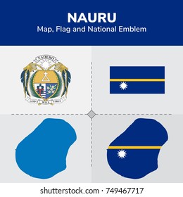 Nauru Map, Flag and National Emblem 