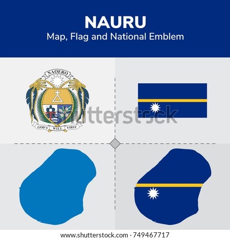 Nauru Map, Flag and National Emblem 