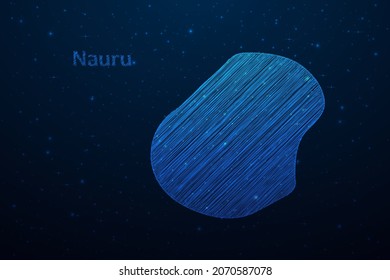 Mapa de Nauru dibujado a mano dibujando dibujos en garabatos.Mapa vectorial en estilo futurista sobre fondo del espacio azul oscuro. Ilustración vectorial.