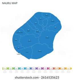 Nauru Map - Infographic detailed map with regions and cities of the country. Vector illustration EPS10.