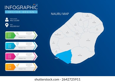 Nauru map with location pointer marks. High detailed country map with division, cities and capital infographic template. Vector illustration EPS10