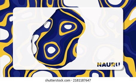 Nauru Map with Paper Cut Waves Background Shape perfect for Greeting Card, Desktop Wallpaper, and Banner