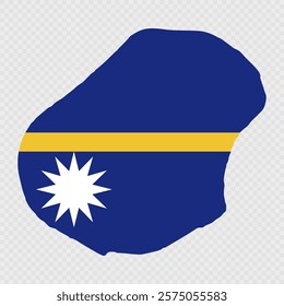 Nauru map silhouette with flag.