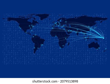 Nauru map for technology or innovation or export concepts. Connections of the country to major cities around the world. File is suitable for digital editing and prints of all sizes.