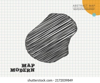 Nauru map of vector black silhouette chaotic hand drawn scribble sketch on grid paper used for notes or decoration.