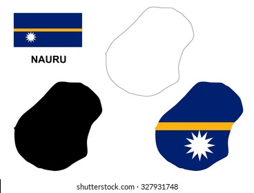 Nauru map vector, Nauru flag vector, isolated Nauru