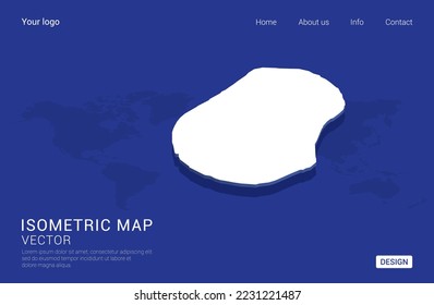 Nauru map white on dark blue background 3d isometric vector illustration.