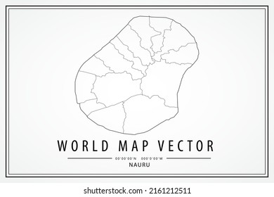 Nauru Map - World Map International vector template with High detailed thin black line and outline graphic sketch style isolated on white background - Vector illustration eps 10