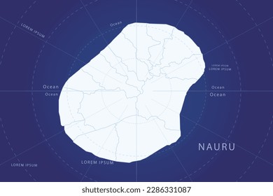 Mapa de Nauru - Mapa Mundial Mapa Internacional de la plantilla vectorial con alto color blanco y detallado incluyendo la línea de círculo sobre fondo azul para el diseño, infografía, sitio web - Ilustración vectorial eps 10