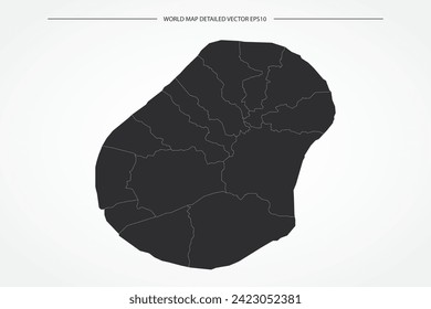 Nauru Map - World Map International vector template with High detailed with black and white outline color isolated on white background - Vector illustration eps 10