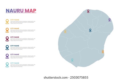 Nauru Modern Map Infografik Vorlage, Detaillierte Infografik Karte von Nauru Beliebte Stadt