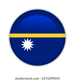 Nauru national flag button. Nauru Republic round badge icon. Vector illustration