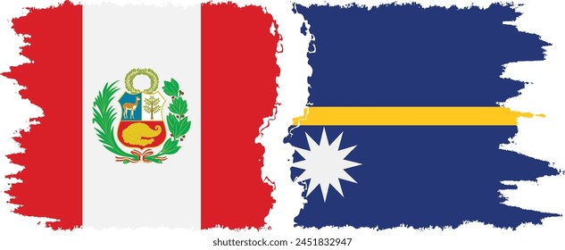 Nauru and Peru grunge flags connection, vector