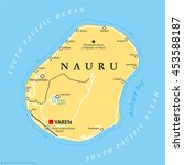 Nauru political map with de facto capital Yaren and important settlements. Republic in Micronesia in the Central Pacific. Island country, formerly known as Pleasant Island. English labeling.