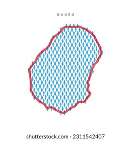 Mapa poblacional de Nauru. Figuras palas en el mapa del pueblo de Nauruan con la negrita roja y translúcida frontera del país. Patrón de iconos de hombres y mujeres. Ilustración vectorial aislada. Trazo editable.