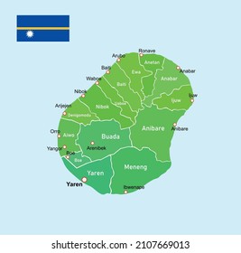 Nauru regions map. Education vector illustration