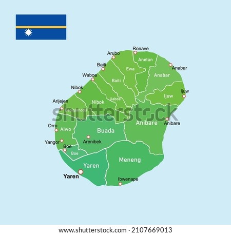 Nauru regions map. Education vector illustration