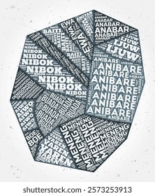 Nauru regions word cloud. Country shape on textured background. Nauru design in typographic style. Elegant vector illustration.