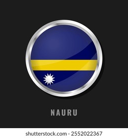 Bandera nacional con marco redondo de Nauru. Bandera circular brillante de Nauru.