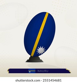 Nauru Rugby Ball on Rugby Kicking Tees with Modern Design. Illustration perfect for sports, national pride, and rugby-related projects.