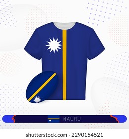 Nauru rugby jersey with rugby ball of Nauru on abstract sport background. Jersey design.