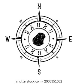 Nauru Stamp Map Compass Adventure. Illustration Travel Country Symbol. Seal Expedition Wind Rose Icon.