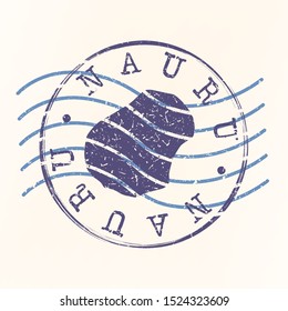 Nauru Stamp Postal. Map Silhouette Seal. Passport Round Design. Vector Icon. Design Retro Travel.