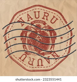 Nauru Stamp Travel Passport. Design Retro Symbol Country. Old Vintage Postmark.