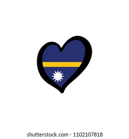 Nauru Vector Flag Inside heart shape graphic element Illustration template design