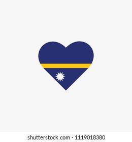 Nauru Vector Flag Inside heart shape graphic element Illustration template design
