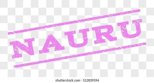 Nauru watermark stamp. Text caption between parallel lines with grunge design style. Rubber seal stamp with scratched texture. Vector violet color ink imprint on a chess transparent background.