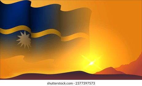 nauru waving flag background design on sunset view vector illustration suitable for poster, social media design event on nauru