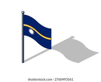 Nauruan flag isometric vector illustration with shadow Nauruan flag
