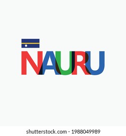 Nauru's colorful typography with its national flag. Oceania and Pacific country typography.