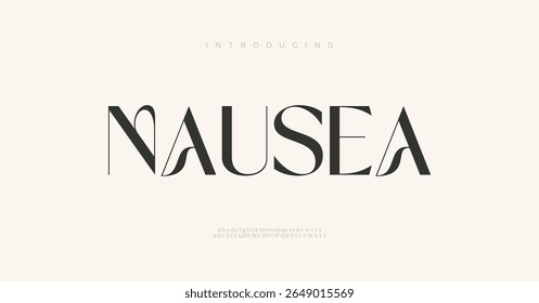 Nausea Abstract Fashion font alphabet.  Typography luxury classic lettering serif fonts decorative wedding vintage retro logos, design for fashion, beauty shop and brand. vector illustration