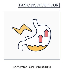 Nausea Color Icon. Upset Stomach. Bad Feelings Due To Panic Attacks. Panic Disorder Concept. Isolated Vector Illustration