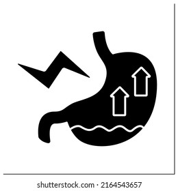 Nausea Glyph Icon. Upset Stomach. Bad Feelings Due To Panic Attacks. Panic Disorder Concept. Filled Flat Sign. Isolated Silhouette Vector Illustration