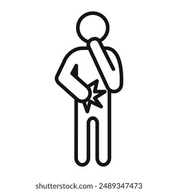 Nausea icon Vector symbol or sign set collection in black and white outline