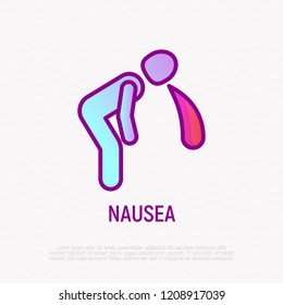 Nausea thin line icon. Modern vector illustration of vomiting.