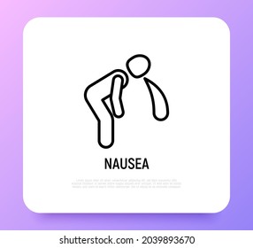 Nausea thin line icon. Modern vector illustration of vomiting.