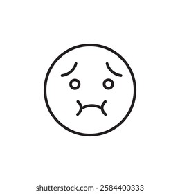 Nauseated emoji icon black and white vector outline sign