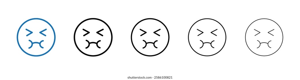 Nauseated emoji icon Outline vector logo for web ui