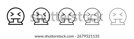 Nauseated emoji icon thin line outline set or collection