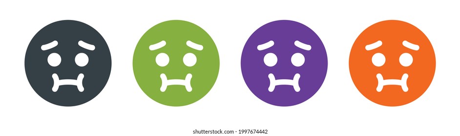 Nauseated emoji. Sad sickly face holding back vomit. Disgust emoticon vector icon set. Unwell symbol